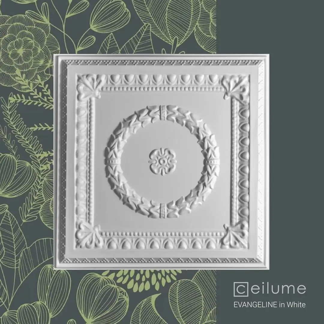 evangeline 2x2 white ceiling tile context
